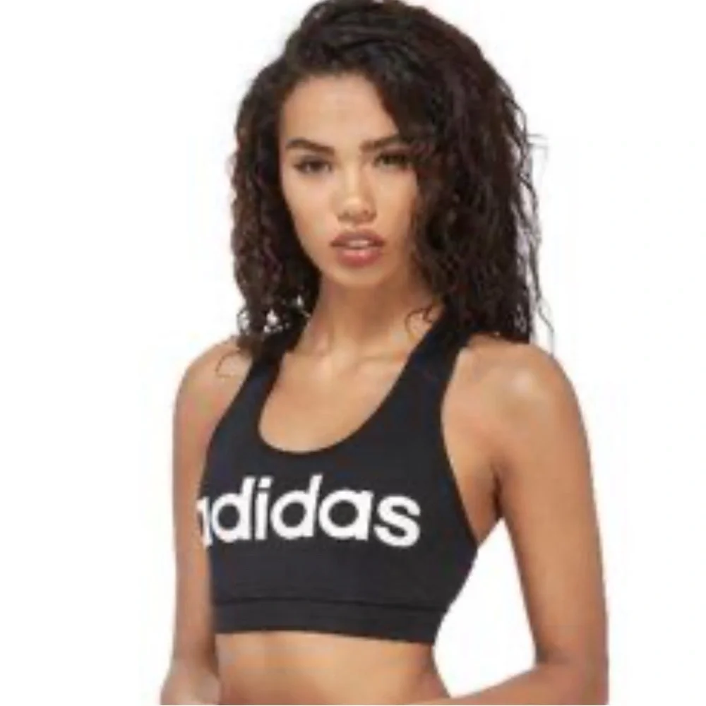 Adidas Black Sports Bra Racerback Medium Support - Picture 1 of 6